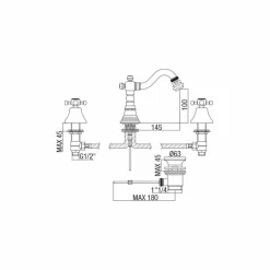 Viadurini Taps Bidetarmaturen-3-Loch-Bidetmischer in Messing Klassisches Design Made in Italy - Lisca