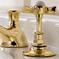 Viadurini Bathroom Waschbeckenarmaturen-3-Loch-Waschtischarmatur aus Messing im Vintage-Stil, hergestellt in Italien - Katerina