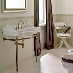 Viadurini Taps Waschbeckenarmaturen-3-Loch-Waschtischbatterie mit hohem Auslauf aus Messing und Schmetterlingsgriffen - Miriano