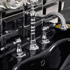 Viadurini Taps Waschbeckenarmaturen-3-Loch-Waschtischbatterie mit Messingablauf im klassischen Handwerksstil - Noriana