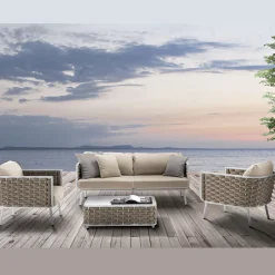 Viadurini in the Garden Garten Lounge Set-Lounge im Freien aus Aluminium und Gewebe - Reda