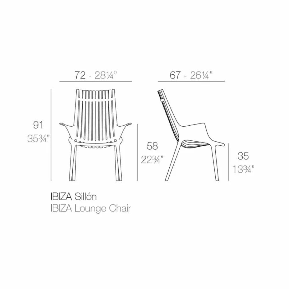 Vondom Gartenstühle Kunststoff-Loungesessel mit Armlehnen für den Außenbereich aus Kunststoff 4 Stück - Ibiza von