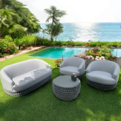 Viadurini in the Garden Garten Lounge Set-Lounge-Set für den Außenbereich mit gewebtem Stoffsockel - Pixie