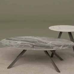 Viadurini Living Couchtische Aus Stein-Lounge-Tisch aus Orobico- oder Calacatta-Marmor und Metall Made in Italy - Sirena