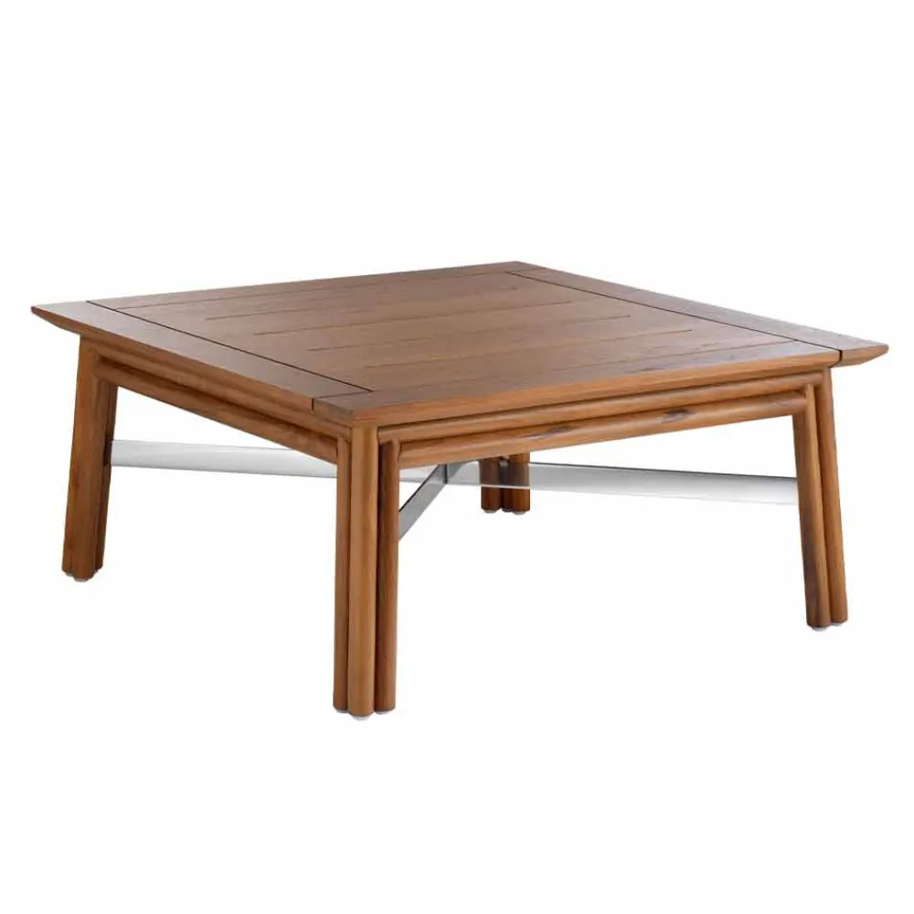 Viadurini in the Garden Garten Beistelltisch-Low Square Outdoor Couchtisch in Naturholz oder Schwarz Design - Suzana