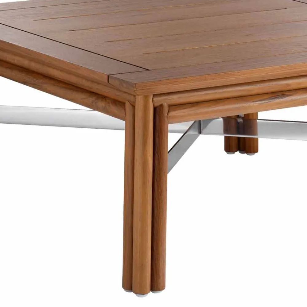 Viadurini in the Garden Garten Beistelltisch-Low Square Outdoor Couchtisch in Naturholz oder Schwarz Design - Suzana