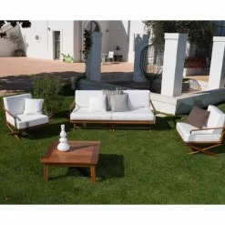 Viadurini in the Garden Garten Beistelltisch-Low Square Outdoor Couchtisch in Naturholz oder Schwarz Design - Suzana