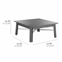 Viadurini in the Garden Garten Beistelltisch-Low Square Outdoor Couchtisch in Naturholz oder Schwarz Design - Suzana