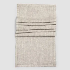 Viadurini Textile Runner-Läufer aus beigem Leinen mit luxuriöser italienischer handgefertigter Kante mit Falte - Limao