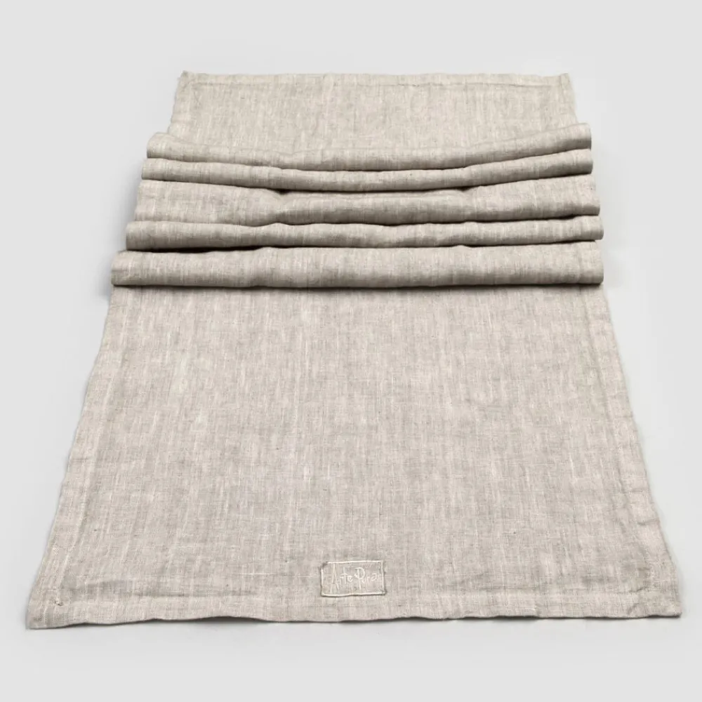 Viadurini Textile Runner-Läufer aus beigem Leinen mit luxuriöser italienischer handgefertigter Kante mit Falte - Limao