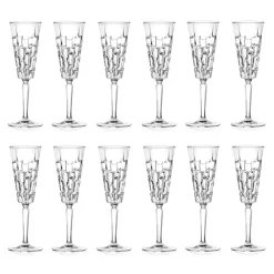Viadurini Kitchen Italienisches Kristallgeschirr-Luxuriöses Eco-dekoriertes Kristallflötenkelchset 12-teilig - Catania