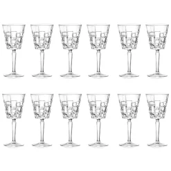 Viadurini Kitchen Italienisches Kristallgeschirr-Luxus Dekorierte Öko Kristall Wein- oder Wassergläser 12 Stück - Catania