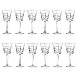 Viadurini Kitchen Italienisches Kristallgeschirr-Luxus Dekorierte Öko Kristall Wein- oder Wassergläser 12 Stück - Catania