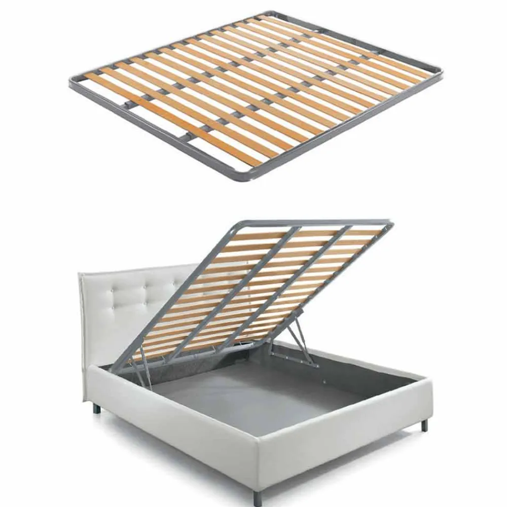 Viadurini Night Design Maßgeschneiderte Möbel|Polsterbetten-Luxus Doppelbett mit Box aus zweifarbigem Stoff Made in Italy - Carmelo