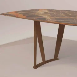 Viadurini Living Esstische Nach Mass|Esstische-Luxus rechteckiger Tisch aus Ombra-Marmor von Caravaggio und Metal - Naruto