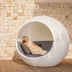 Vondom Gartensofas-Luxus rundes Design Garden Daybed mit Sonnenschirm - Ulm Moon von