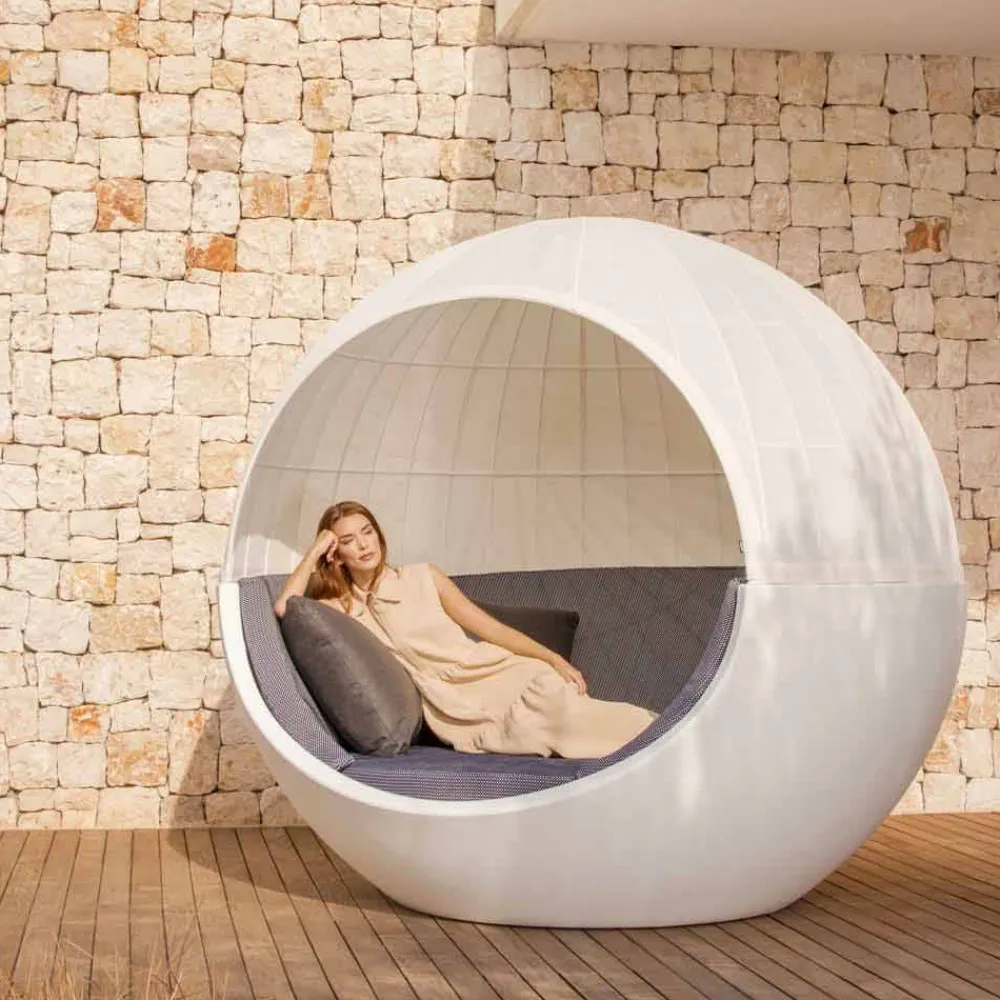 Vondom Gartensofas-Luxus rundes Design Garden Daybed mit Sonnenschirm - Ulm Moon von