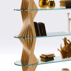 Viadurini Living Moderne Design Bücherregale-Luxusboden Bücherregal aus Glas und Eschenholz Made in Italy - Aspide