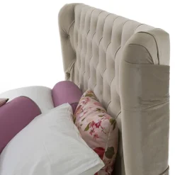 Viadurini Night Design Maßgeschneiderte Möbel|Polsterbetten-Luxus-Doppelbett mit Box und Capitonnè-Kopfteil Made in Italy - Papero