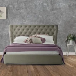 Viadurini Night Design Maßgeschneiderte Möbel|Polsterbetten-Luxus-Doppelbett mit Box und Capitonnè-Kopfteil Made in Italy - Papero