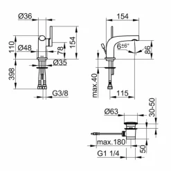 Viadurini Taps Waschbeckenarmaturen-Luxus-Einhebel-Waschbeckenmischer mit Messingablauf - Pinto