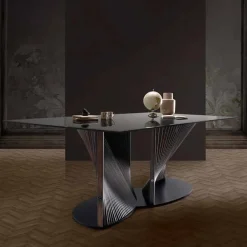 Viadurini Living Esstische-Luxus-Esstisch aus Rauchglas und geölter Esche Made in Italy - Croma