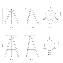 Viadurini Living Küchenhocker-Luxushocker aus Metall und massiver Esche Made in Italy, 2 Stück - Ulm