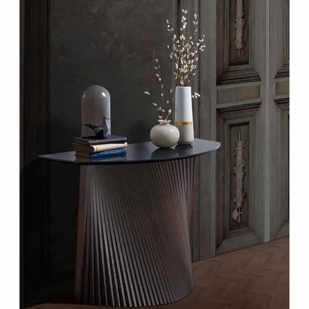 Viadurini Living Konsolentisch Flur-Luxus-Holzkonsole mit Marmorsteinzeugplatte Made in Italy - Oxide