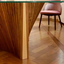 Viadurini Living Runde Tische-Luxus-Runder Tisch aus Glas und geölter Esche Made in Italy - Madame