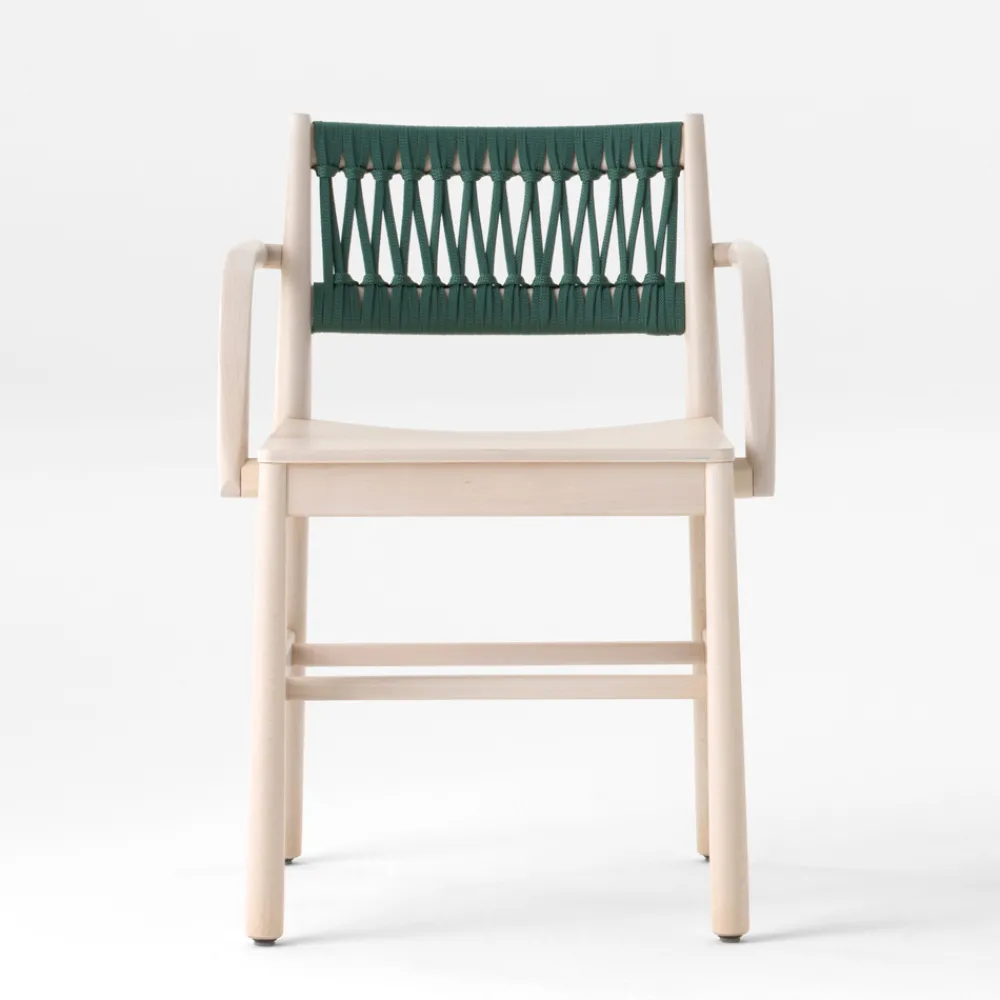 Viadurini Living Moderne Stühle-Luxusstuhl mit Armlehnen aus gebleichter Buche und Seil Made in Italy - Nora