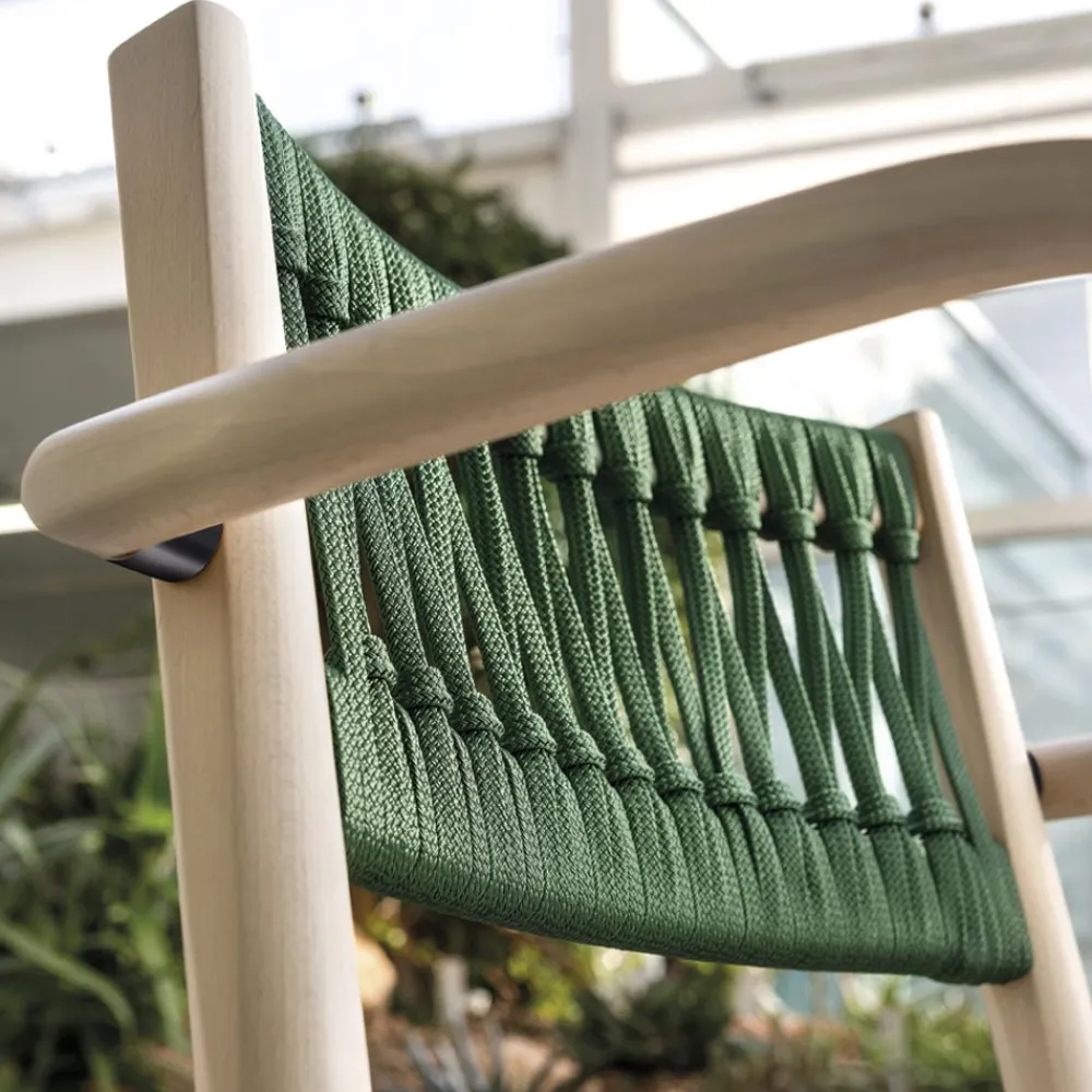 Viadurini Living Moderne Stühle-Luxusstuhl mit Armlehnen aus gebleichter Buche und Seil Made in Italy - Nora