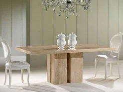 Viadurini Living Esstische Nach Mass|Esstische-Luxustisch mit modernem Design, Platte aus Daino-Marmor Made in Italy - Zarino