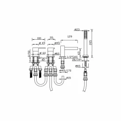 Viadurini Taps Badewannearmaturen-Made in Italy Design 4-Loch Badewanne Mischbatterie - Bibo