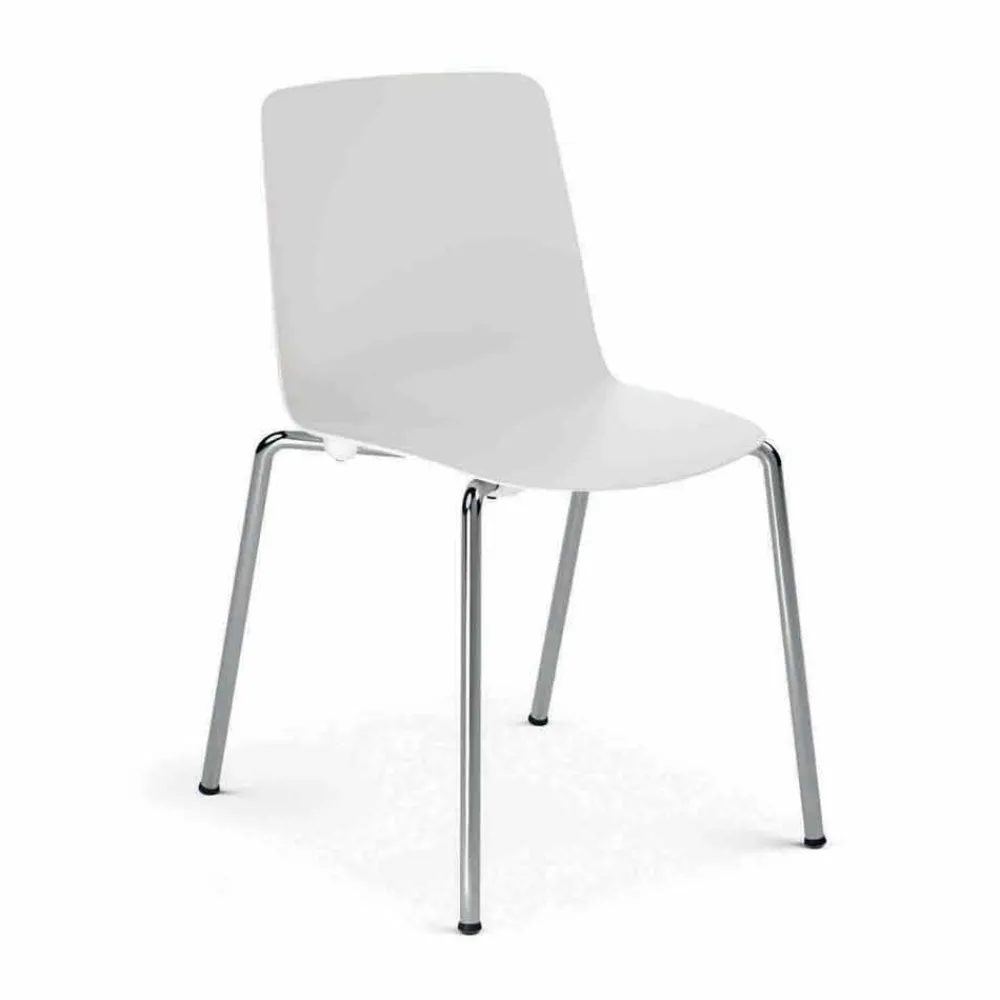 Viadurini Living Moderne Stühle-Made in Italy Esszimmerstuhl aus Metall und Polypropylen, 4-teilig - Carlita