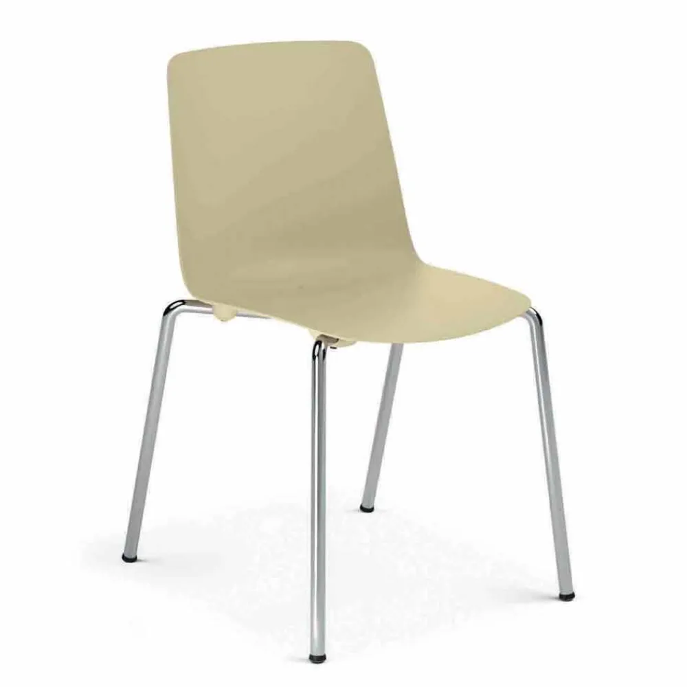 Viadurini Living Moderne Stühle-Made in Italy Esszimmerstuhl aus Metall und Polypropylen, 4-teilig - Carlita