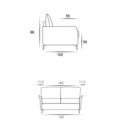 Stile Relax Moderne Sofas-Maxi 2-Sitzer Sofa L 165cm Kunstleder / Stoff made in Italy Erica