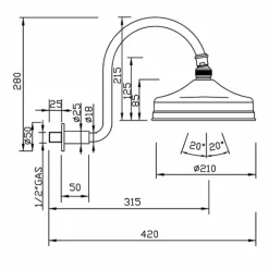 Viadurini Taps Duschköpfe-Messing Duschkopf mit klassischem Bogenarm Made in Italy - Bisco