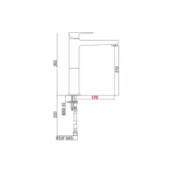 Viadurini Taps Waschbeckenarmaturen-Messing Extended Basin Mixer ohne Abfluss Made in Italy - Sindra