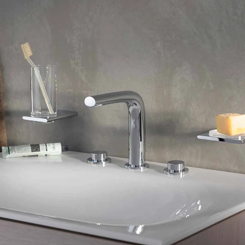 Viadurini Taps Waschbeckenarmaturen-Messing 3-Loch Becken Wasserhahn Höhe 15 cm Luxus Design - Pinto