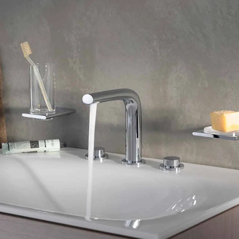 Viadurini Taps Waschbeckenarmaturen-Messing 3-Loch Becken Wasserhahn Höhe 15 cm Luxus Design - Pinto