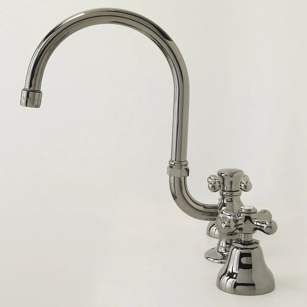 Viadurini Taps Waschbeckenarmaturen-Messing-Badezimmer-Waschtischarmatur 3 Löcher hoher Auslauf mit Ablauf - Ercolina