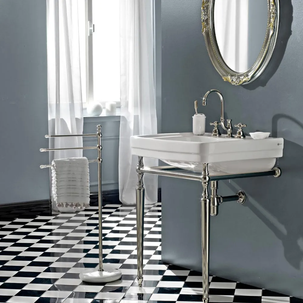 Viadurini Taps Waschbeckenarmaturen-Messing-Badezimmer-Waschtischarmatur 3 Löcher hoher Auslauf mit Ablauf - Ercolina