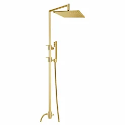 Viadurini Taps Duschsäulen-Messing-Duschsäule mit quadratischem Stahl-Duschkopf Made in Italy - Lipari