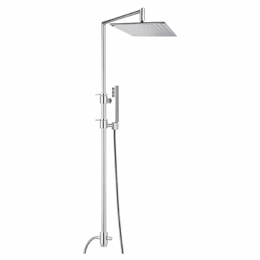 Viadurini Taps Duschsäulen-Messing-Duschsäule mit quadratischem Stahl-Duschkopf Made in Italy - Lipari