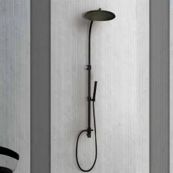 Viadurini Taps Duschsäulen-Messing-Duschsäule mit rundem Stahl-Duschkopf Made in Italy - Kennedy