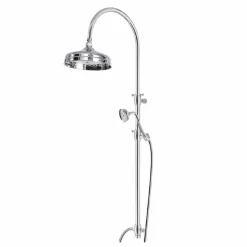 Viadurini Taps Duschsäulen-Messing-Duschsäule mit rundem Duschkopf und Handbrause Made in Italy - Brillo