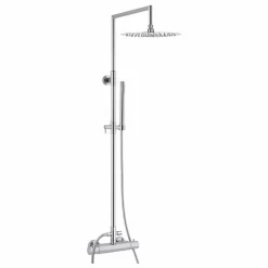 Viadurini Taps Duschsäulen-Messing-Duschsäule mit rundem ultradünnen Duschkopf Made in Italy - Merio