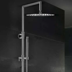 Viadurini Taps Duschsäulen-Messing-Duschsäule mit rundem ultradünnen Duschkopf Made in Italy - Merio