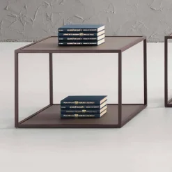 Viadurini Living Moderne Couchtische-Metall Couchtisch mit Kristallplatte Made in Italy - Fermio