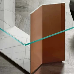 Viadurini Living Esstische Nach Mass|Esstische-Metall- und Marmortisch mit luxuriöser Glasplatte Made in Italy - Minera